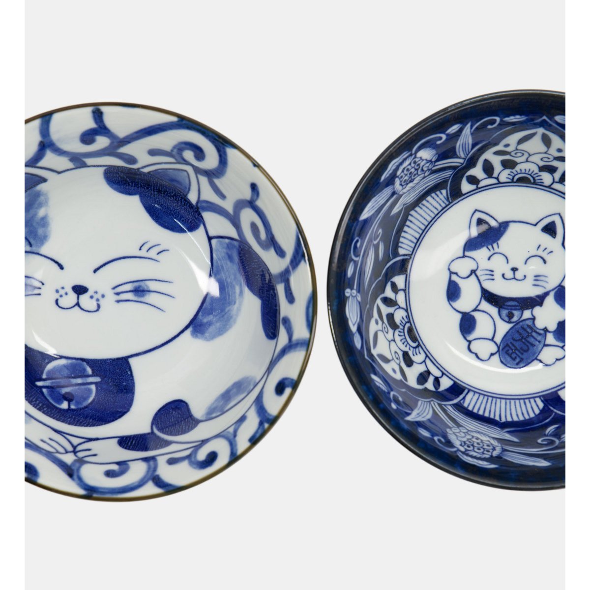 Coffret de 2 bols tayo et 2 paires de baguettes - chat bleu et blanc, TOKYO DESIGN STUDIO