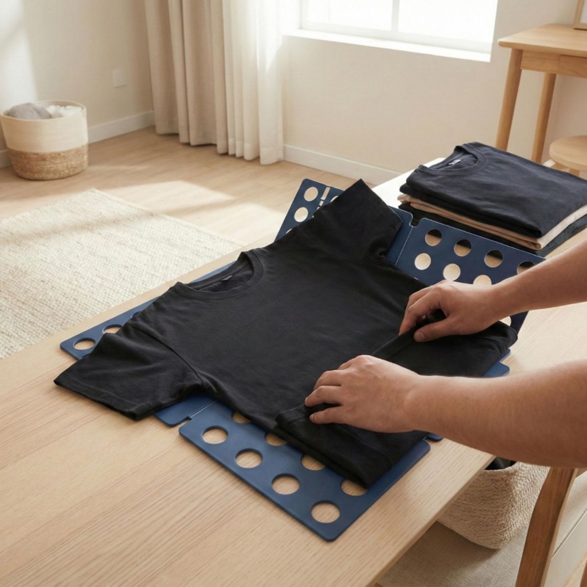 PLANCHE à plier le linge - Organisation optimale et gain de place couleur unique, ESSENTIEL B
