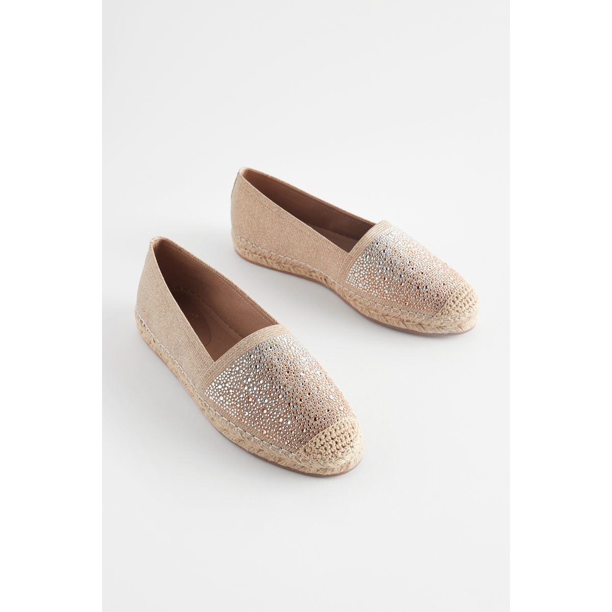 Espadrilles plates coupe classique or rose, NEXT