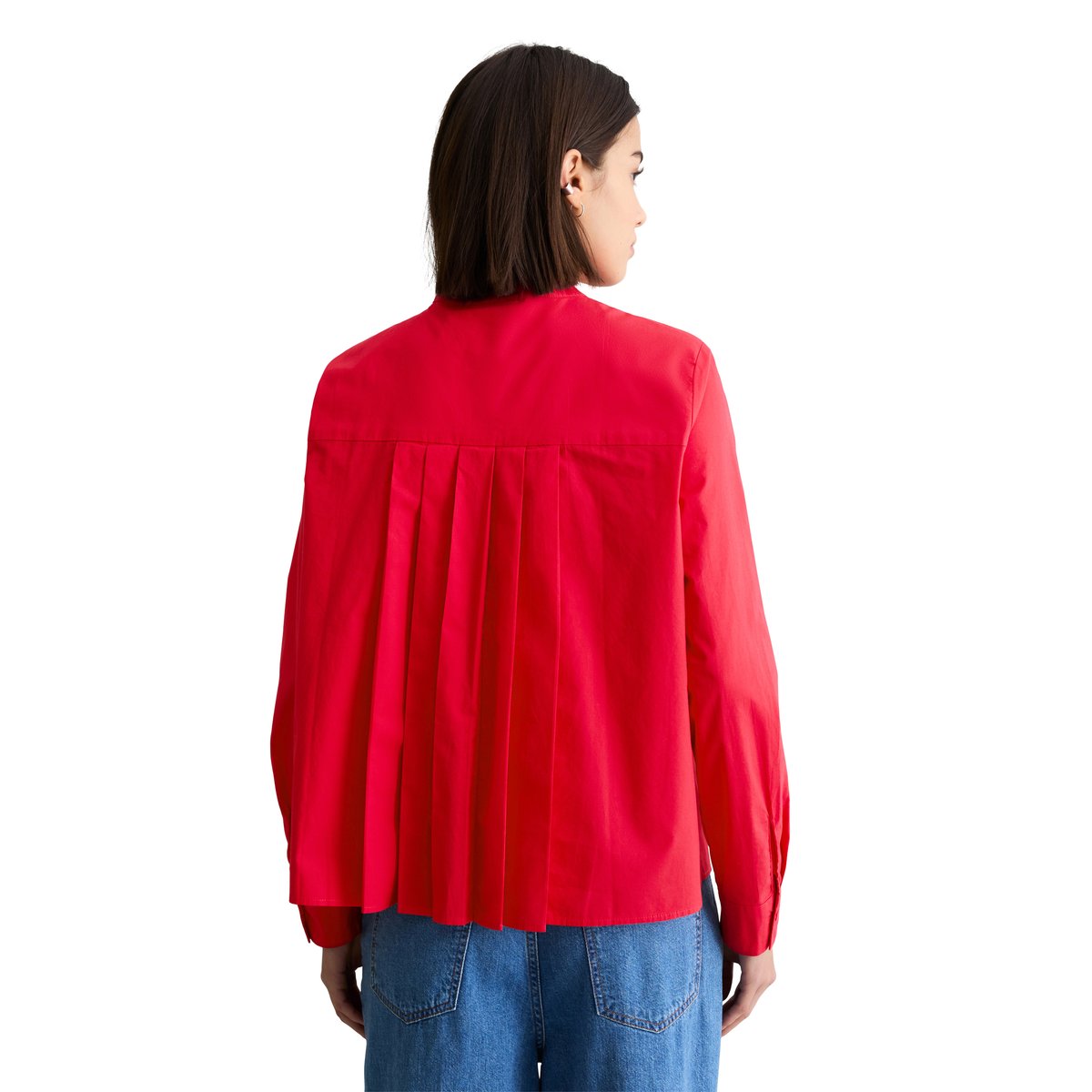 Blouse avec détail de plis regular en pur coton bio rouge clair, MARC O’POLO DENIM