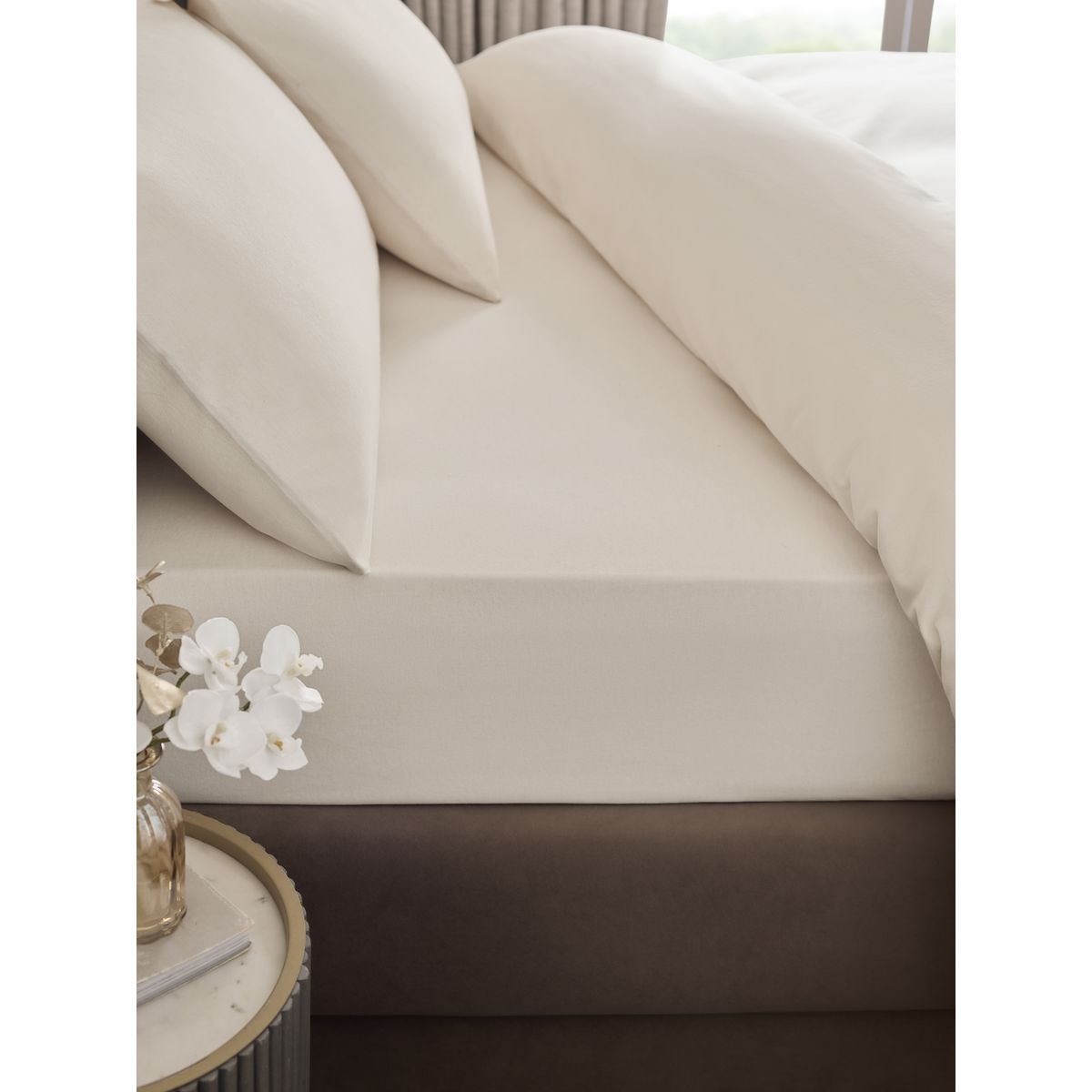 Drap en coton brossé doux ivoire, NEXT