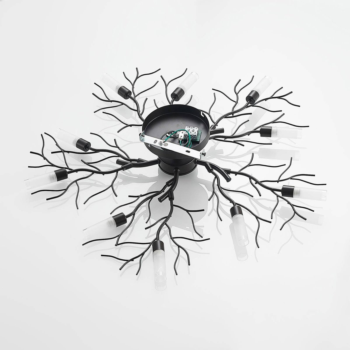 Plafonnier en métal moderne, Bigna brun foncé, givré, LINDBY
