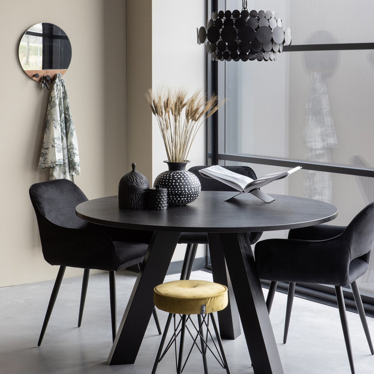 Chaises de table velours JELLE noir, WOOOD
