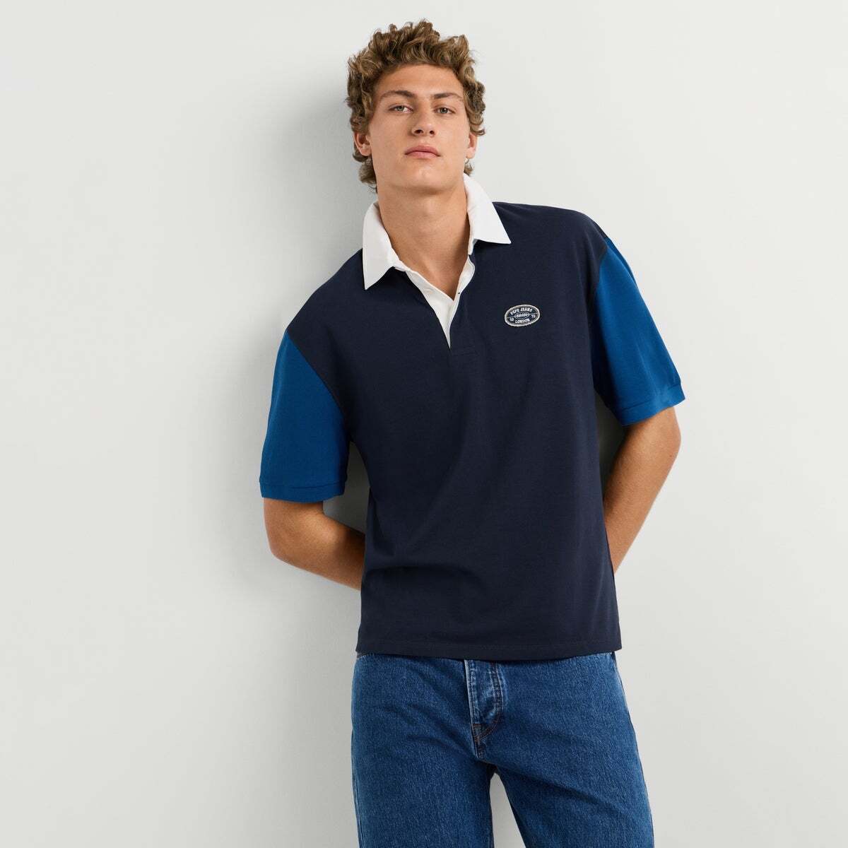 Polo Piqué Coupe Casual bleu mer profonde, PEPE JEANS