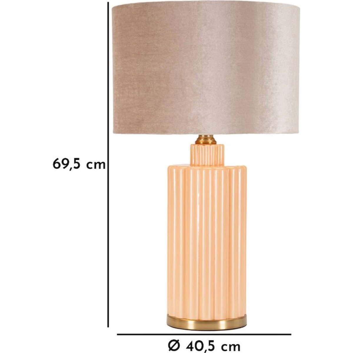 Lampe à poser pied cannelé en verre GLAM perle et or, RECOLLECTION