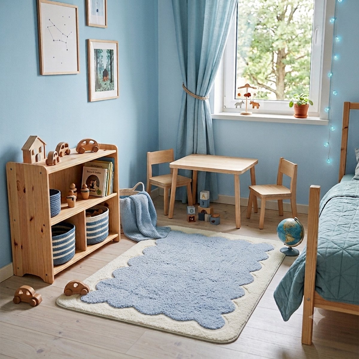 Tapis Alfonsina Bleu couleur unique, NATTIOT