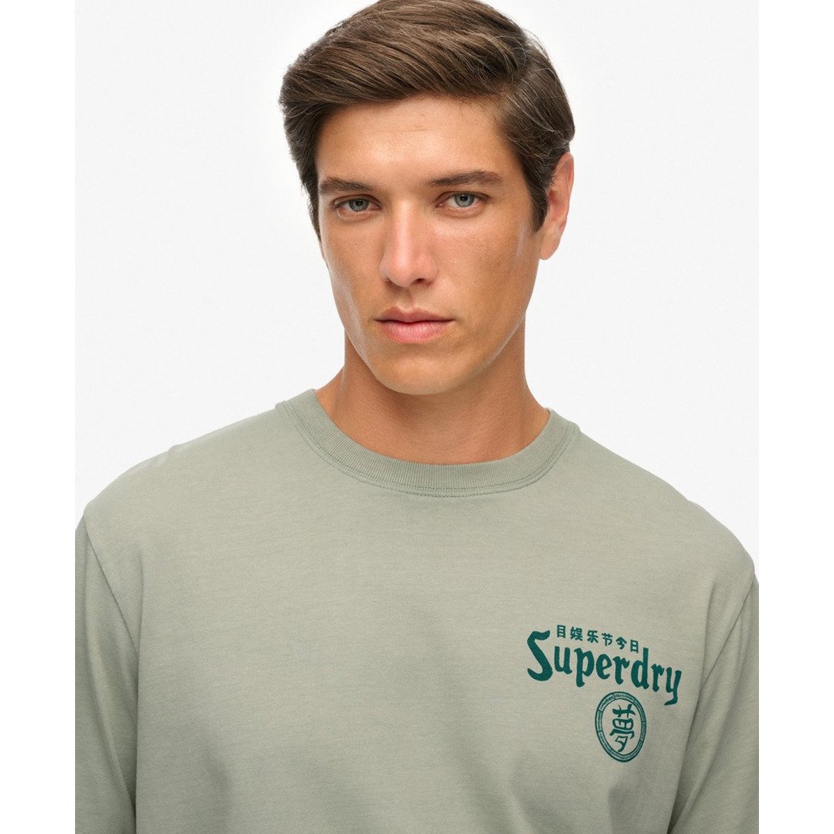 T-Shirt Ample Tokyo Narrative gris ardoise, SUPERDRY