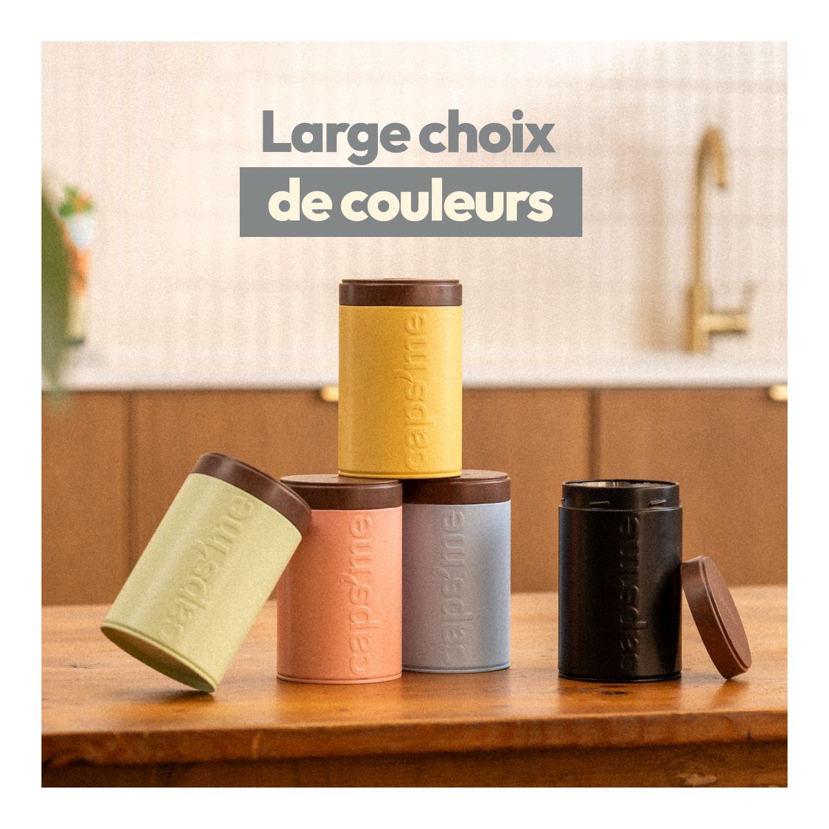 Boite à café à café bleue contenance 250g couleur unique, CAPS ME
