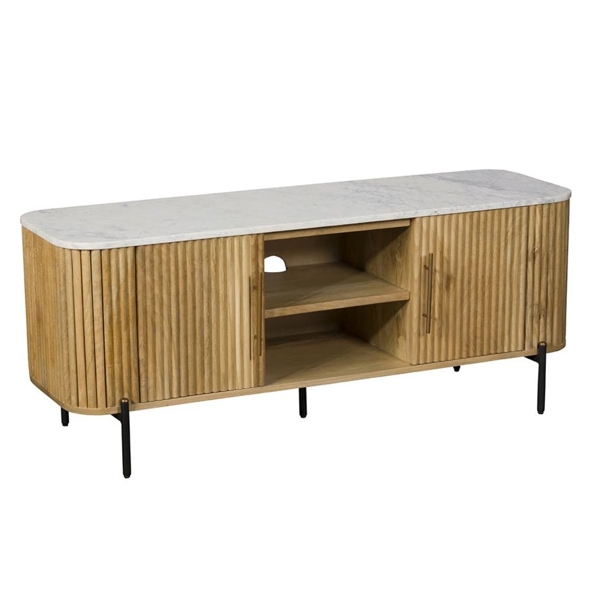 Meuble tv marbre et bois MASSA blanc, PIER IMPORT