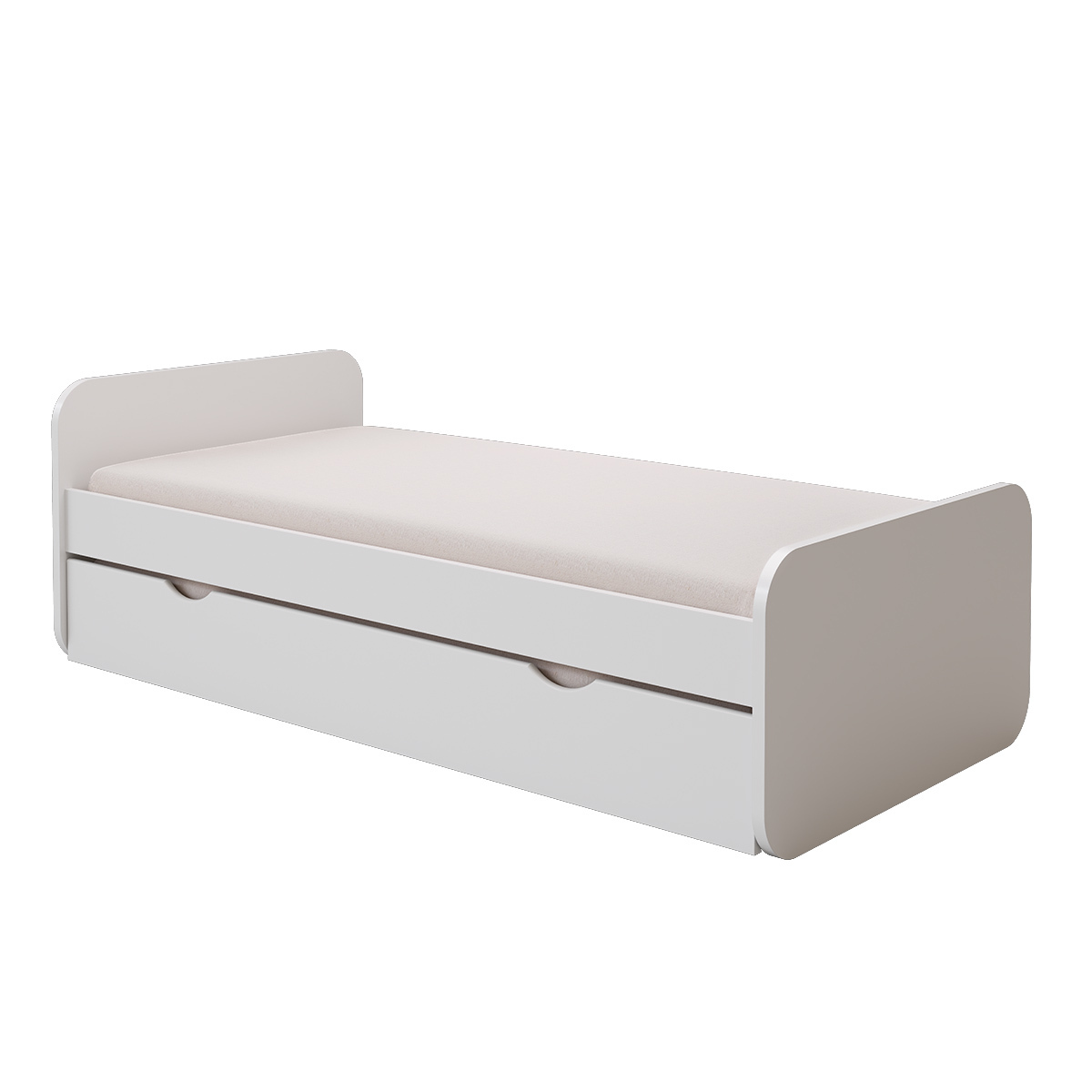 Pack lit gigogne avec 2 matelas Bois massif LUPIN blanc, AKITEN RETAIL
