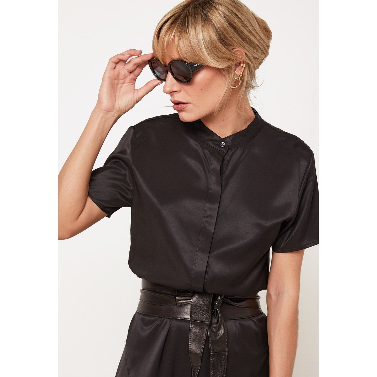 Robe longue chemisier manches courtes noir, RODIER