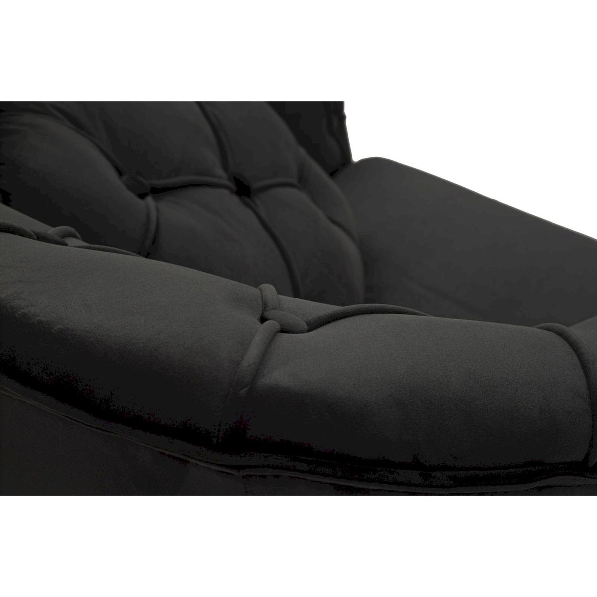 Fauteuil capitonné coussin inclus GLAM noir avec pieds dorés, RECOLLECTION