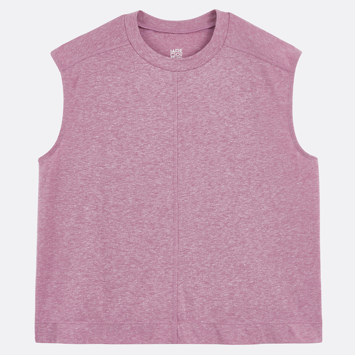 Camiseta con cuello redondo, sin mangas rosa jaspeado, LA REDOUTE COLLECTIONS