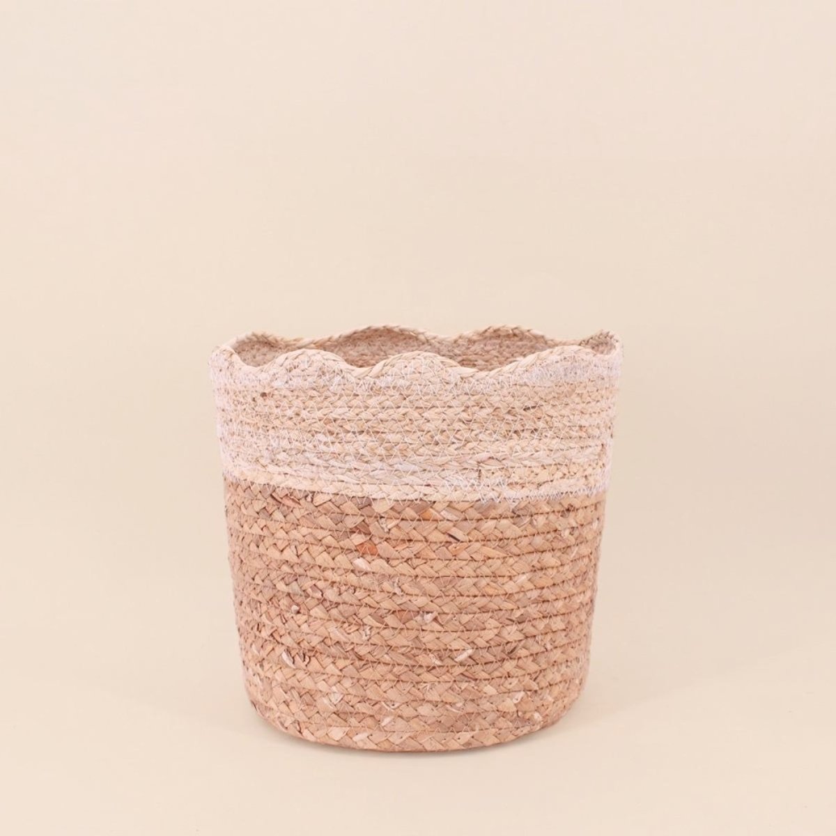 Lot de 2 paniers à corolle en jacinthe et maïs naturel, ORNAMI