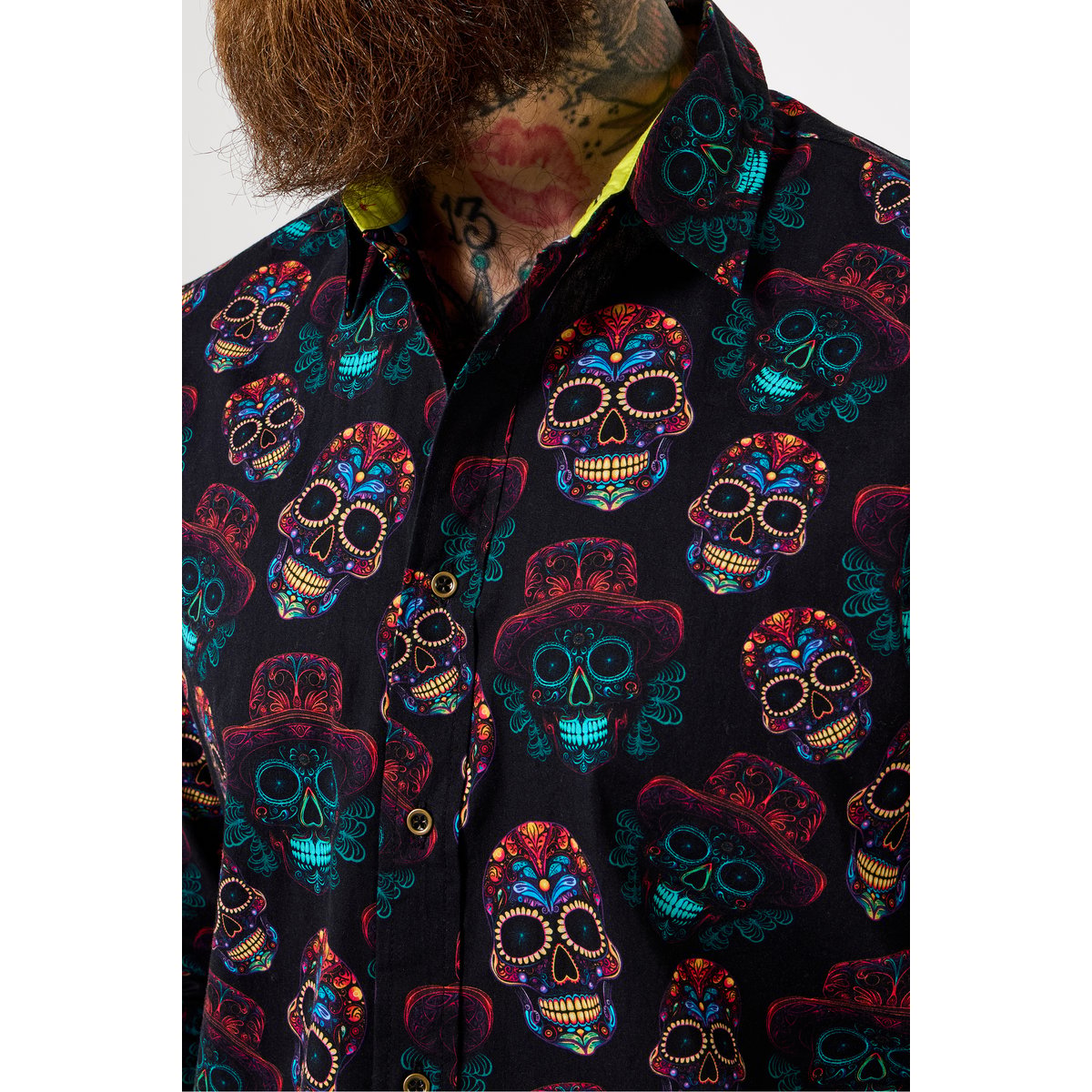 Chemise à imprimé crânes néon noir, JOE BROWNS