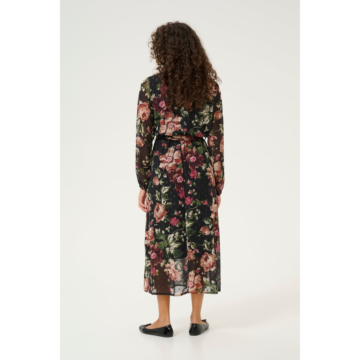 Dress noir black golden flowers, CREAM