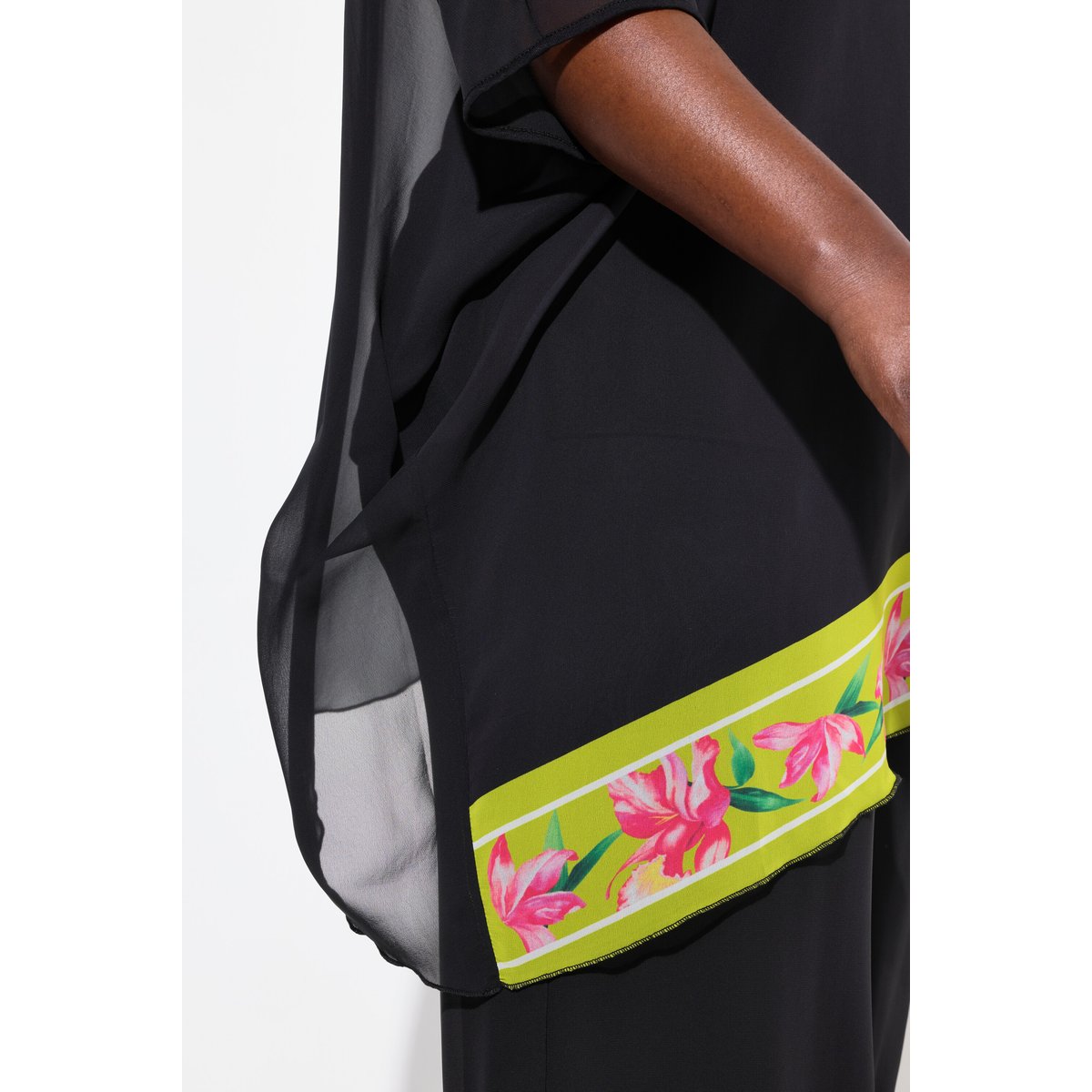 Blouse en mousseline doublée noir, ULLA POPKEN