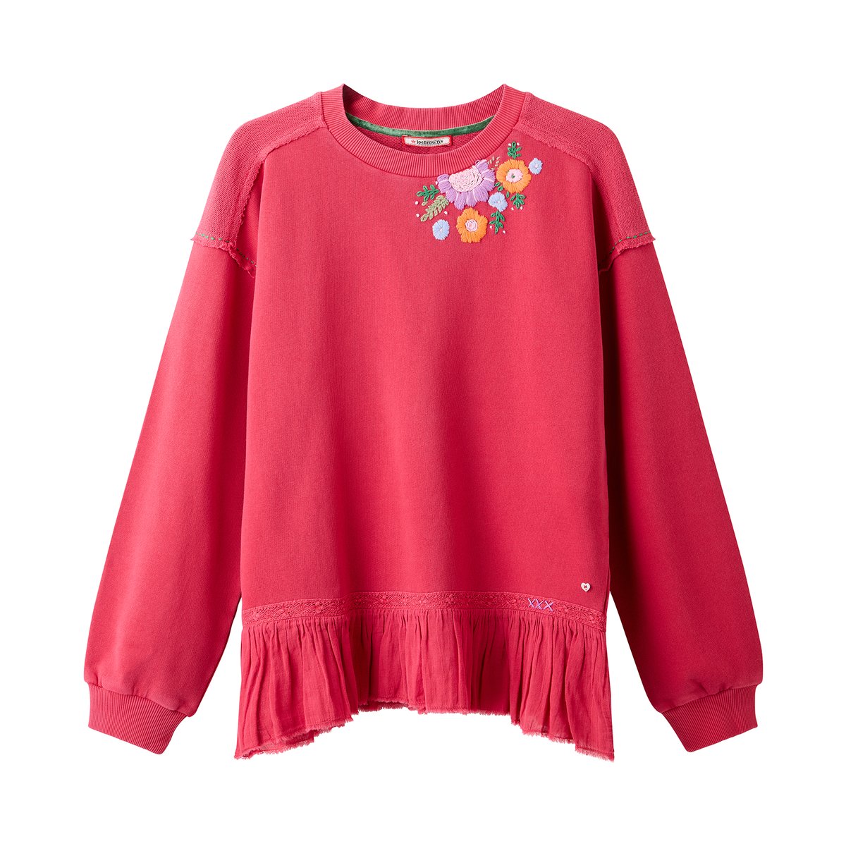 Sweat Brodé Fleuri à Ourlet Tissé Ellie rose, JOE BROWNS