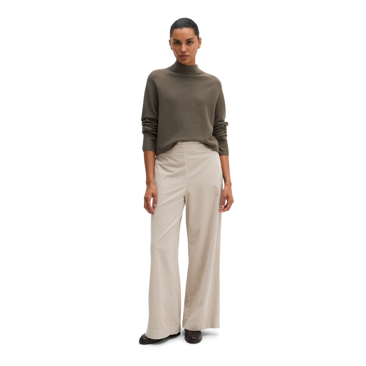 Pull-over seamless relaxed en coton bio doux marron, MARC O'POLO