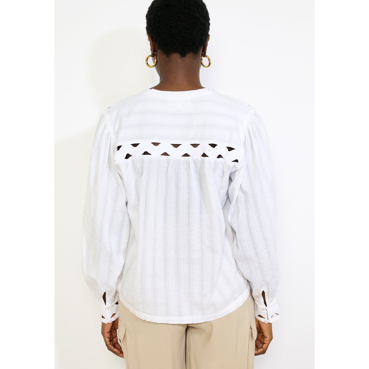 Blouse fluide manches volumineuses blanc, LOLALIZA