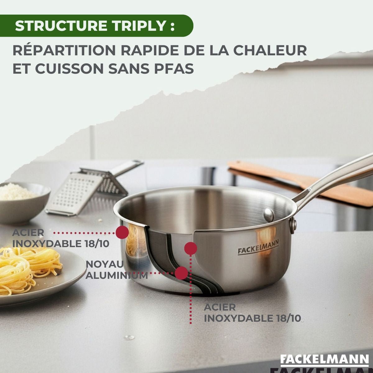 Batterie de cuisine 1 casserole 14cm VITA3 inox, FACKELMANN