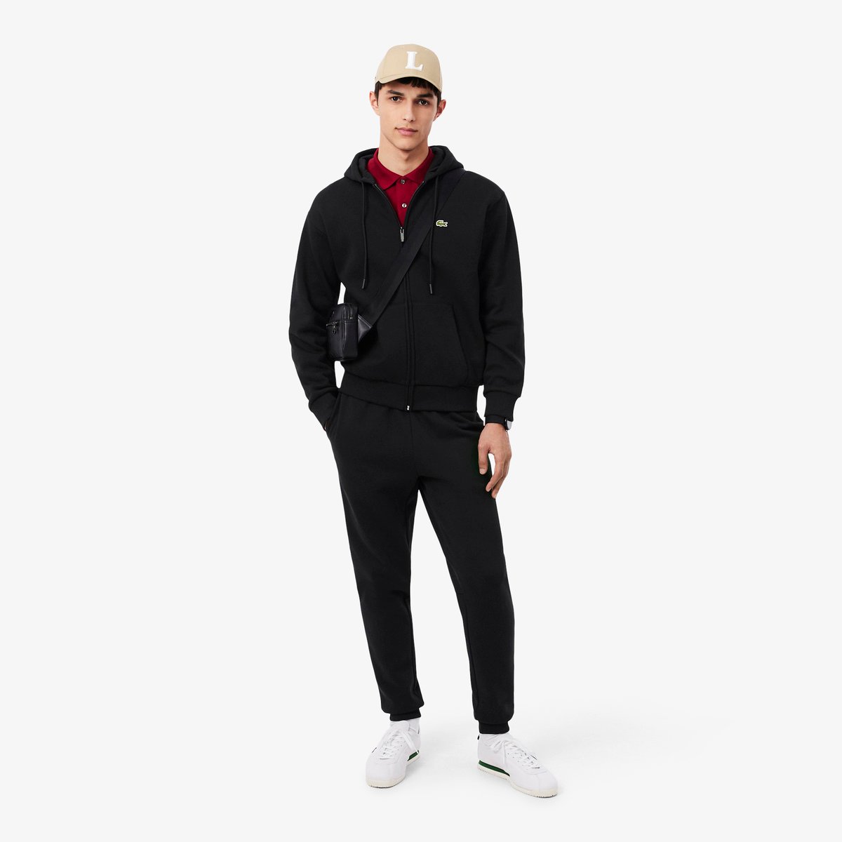 Sweatshirt à capuche molleton noir-031, LACOSTE