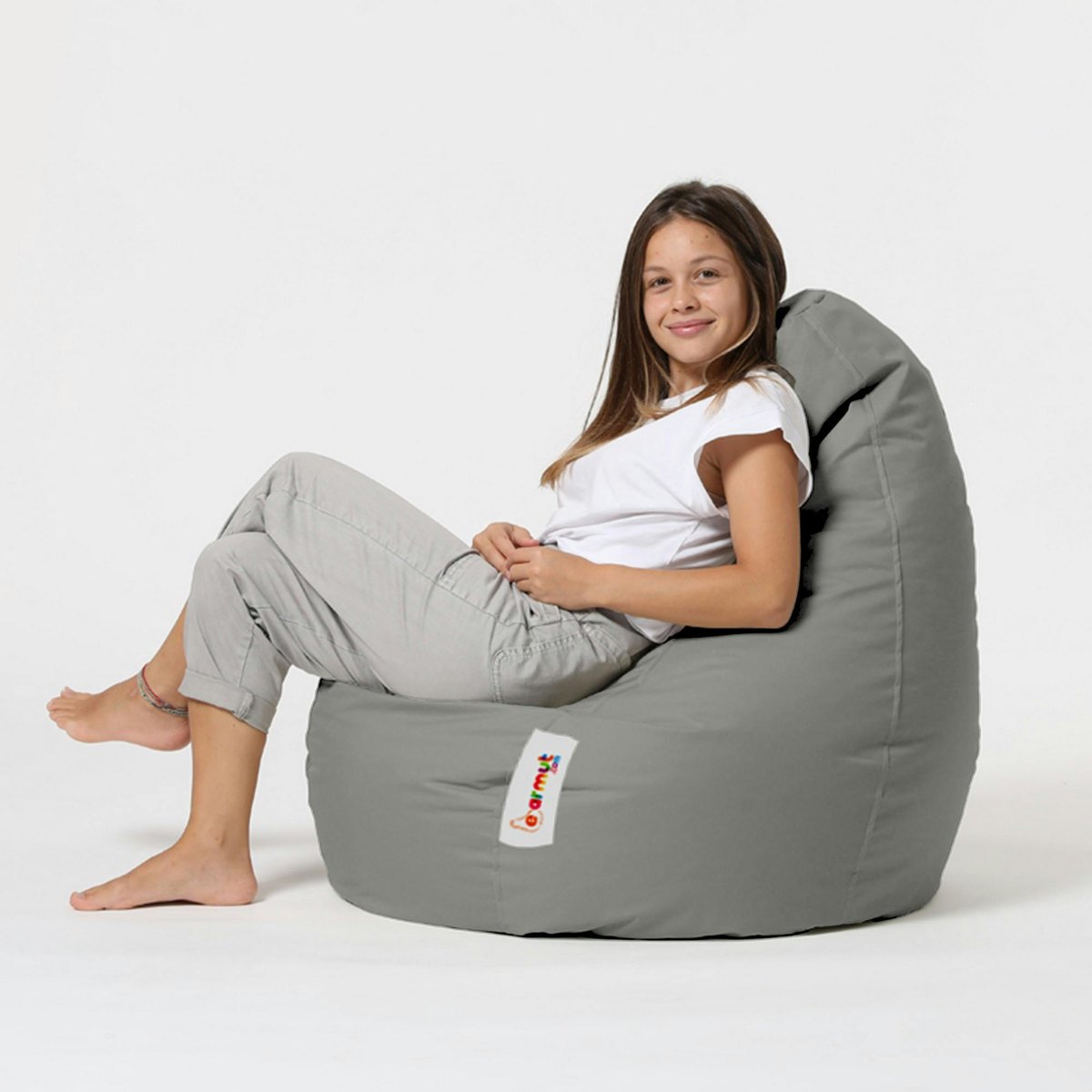 Pouf poire d'extérieur imperméable ARTA gris, PIER IMPORT