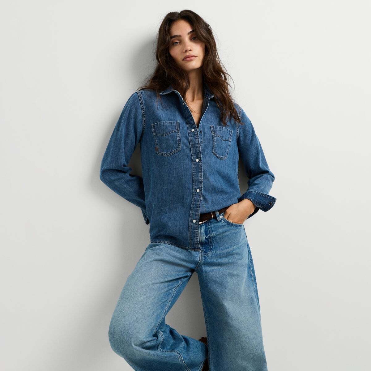 Chemise Coupe Regular En Denim 6.25 oz bleu shirting denim, PEPE JEANS