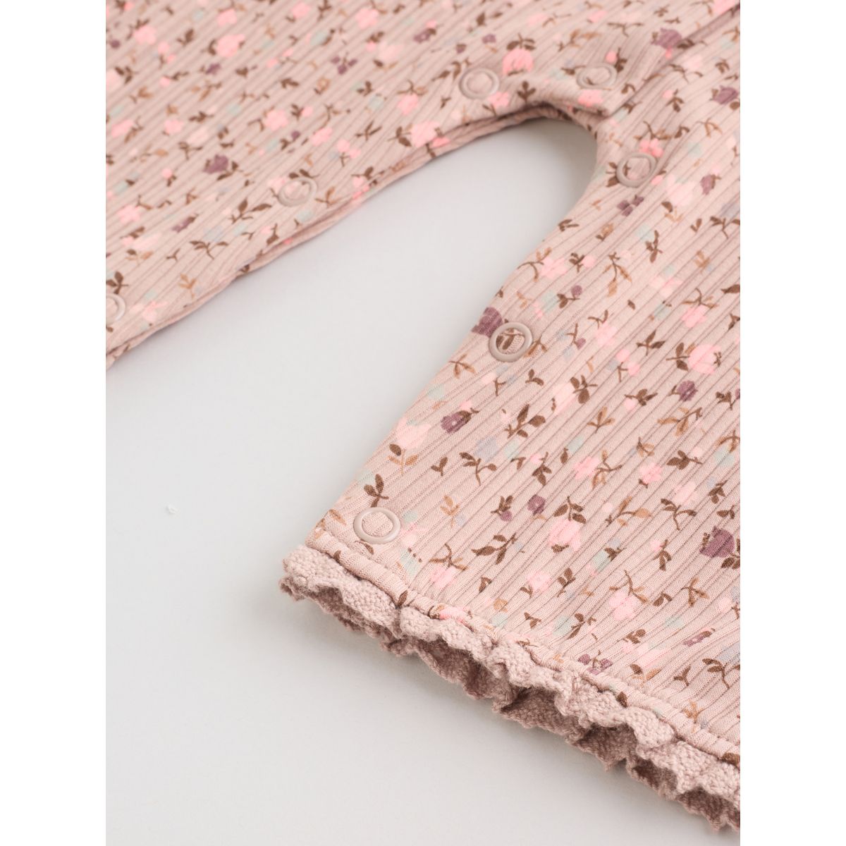 Barboteuse bébé boutonnée, lot de 3 imprimé floral ton sur ton marron, NEXT