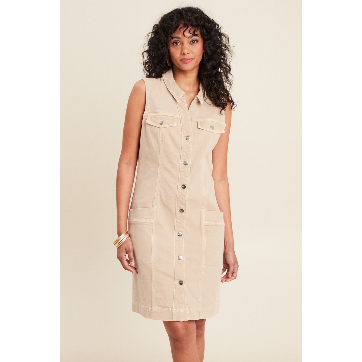 Robe droite en jean denim beige, BREAL