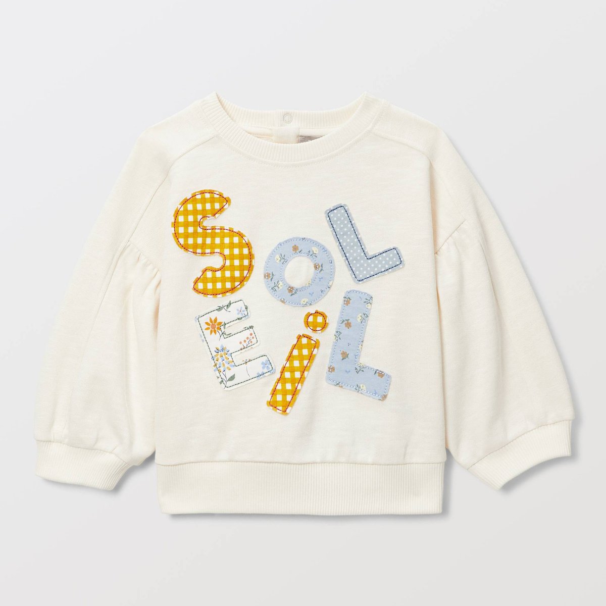 Sweat brodé en coton BIO gots ecru, BOUT'CHOU