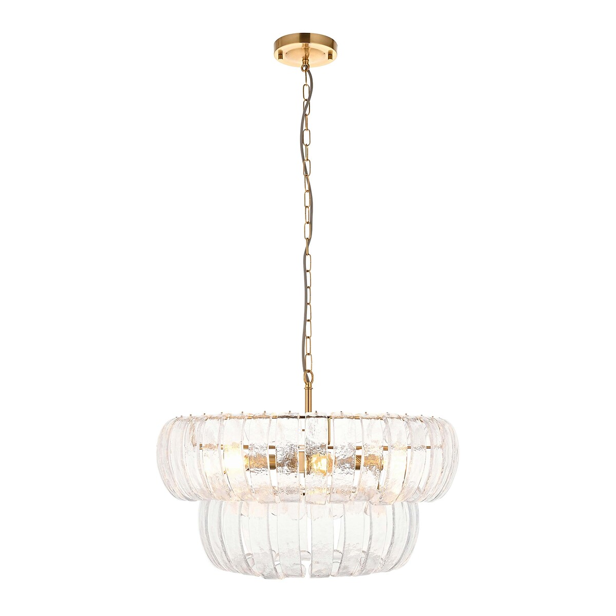 Marnie 6-Light Tiered Textured Glass Pendant Light brass, ÉDITÉ