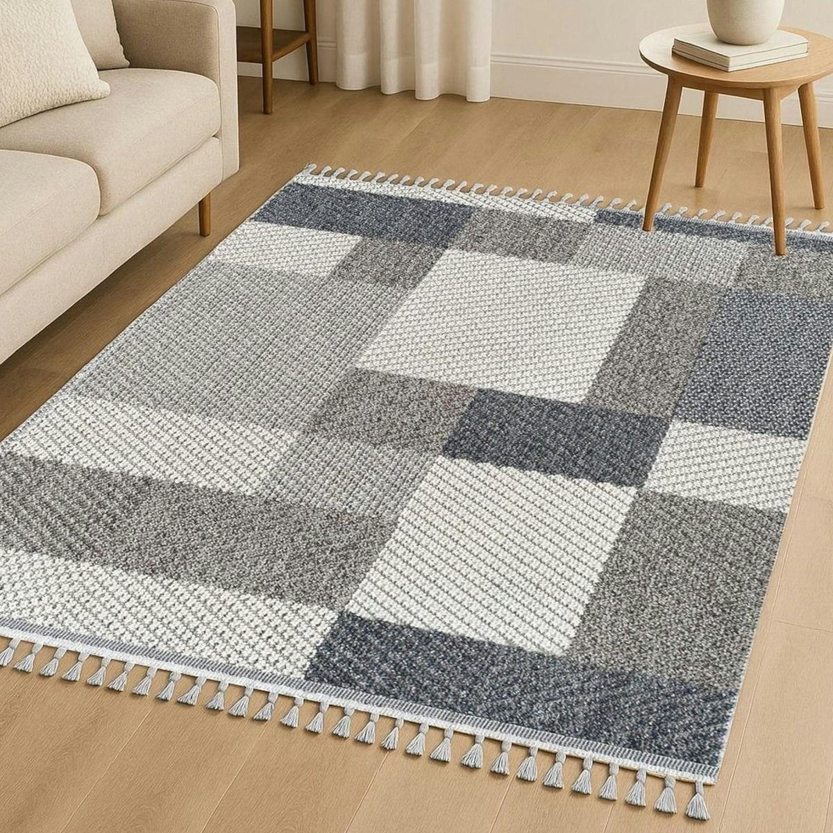 Tapis décoratif à motifs 120x180 ISTANBUL gris (carrés), PIER IMPORT
