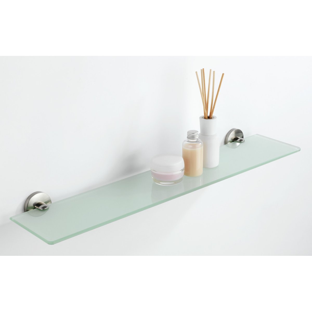 Etagère murale tablette en verre CUBA argent mat, WENKO