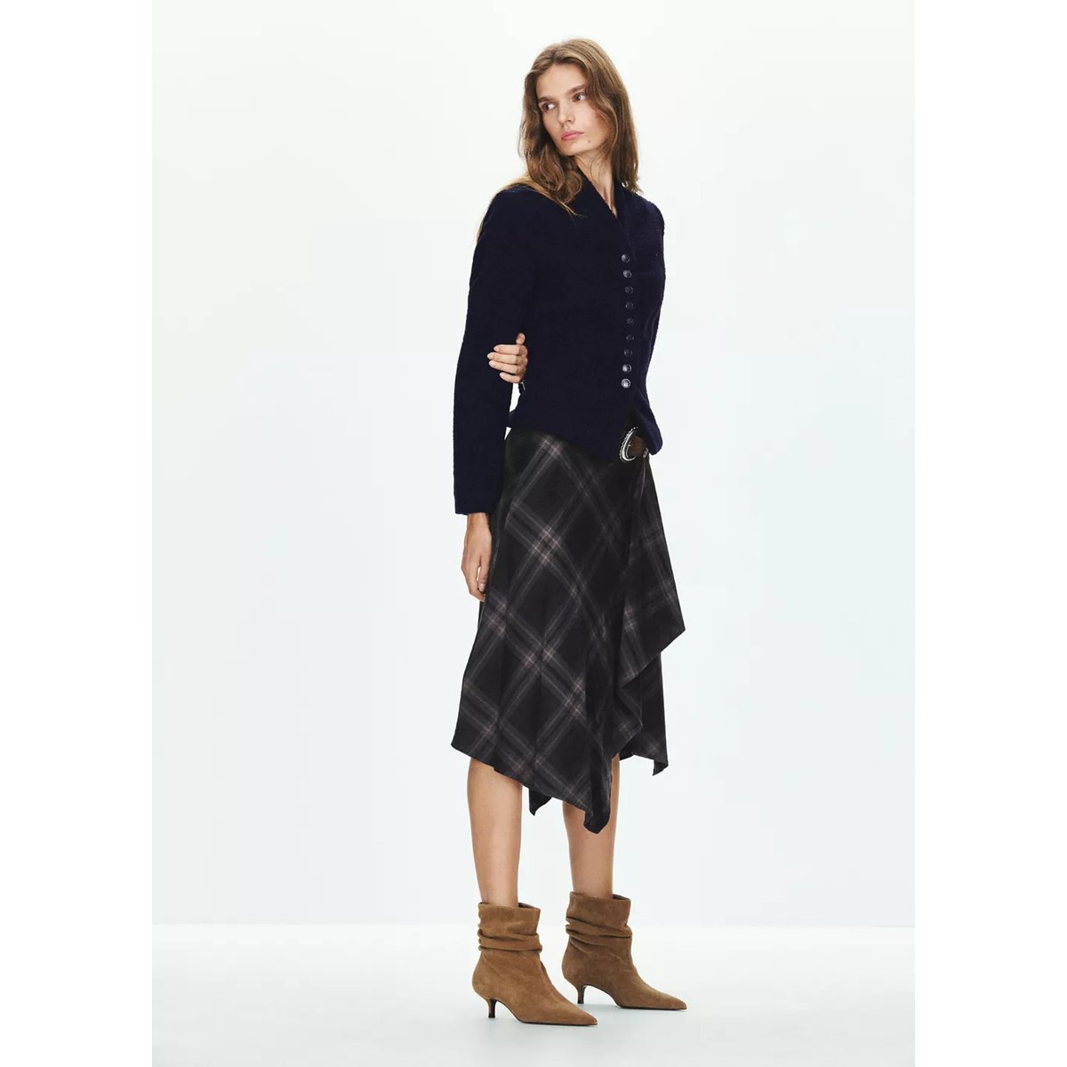 Veste en texture boutons bijoux bleu marine, MANGO