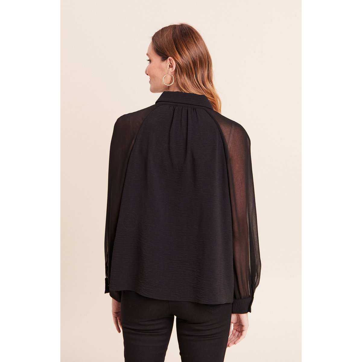 Chemise ample voile doublée col chemise noir, BREAL