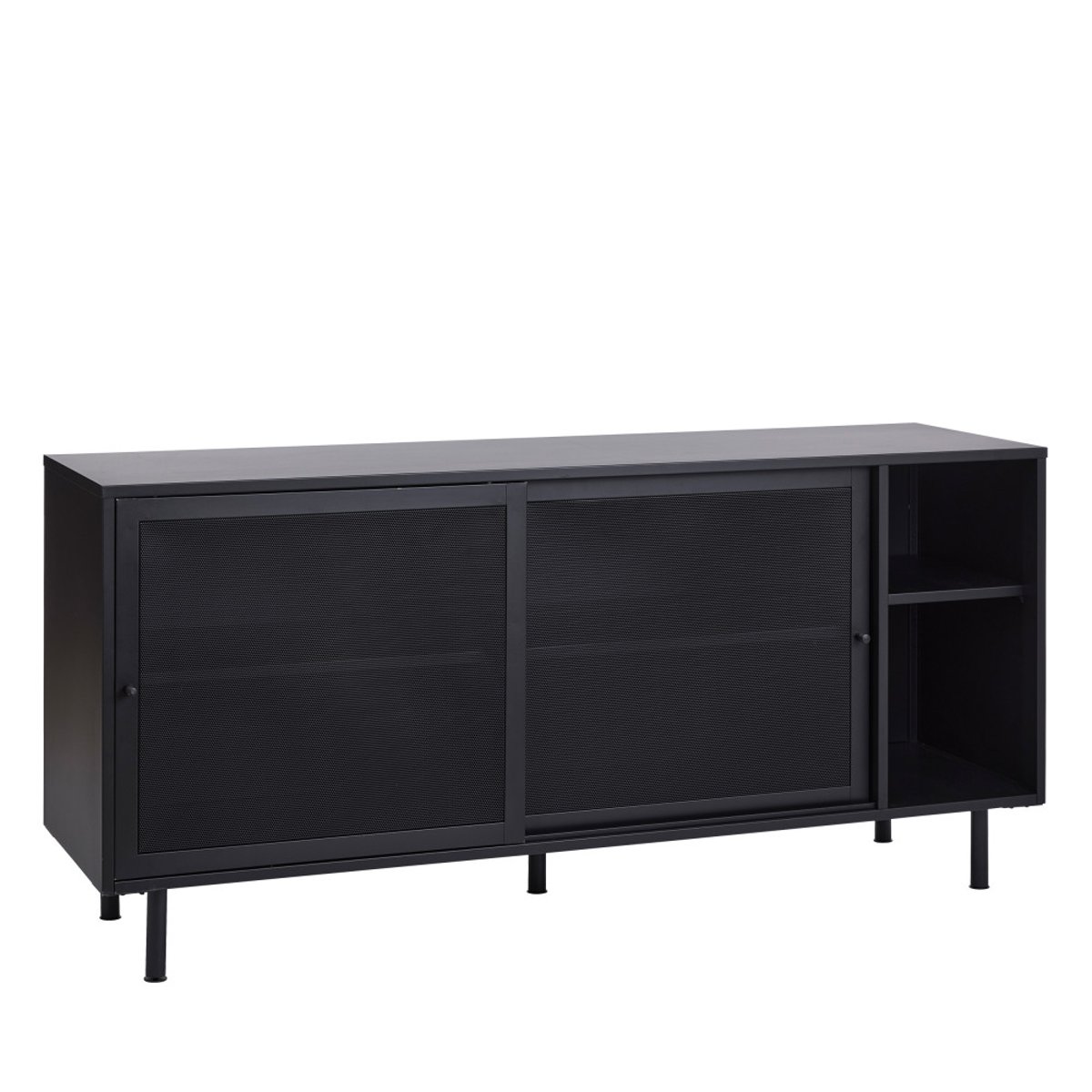 Buffet 2 portes, 2 niches en métal L160cm- KISO noir, DRAWER