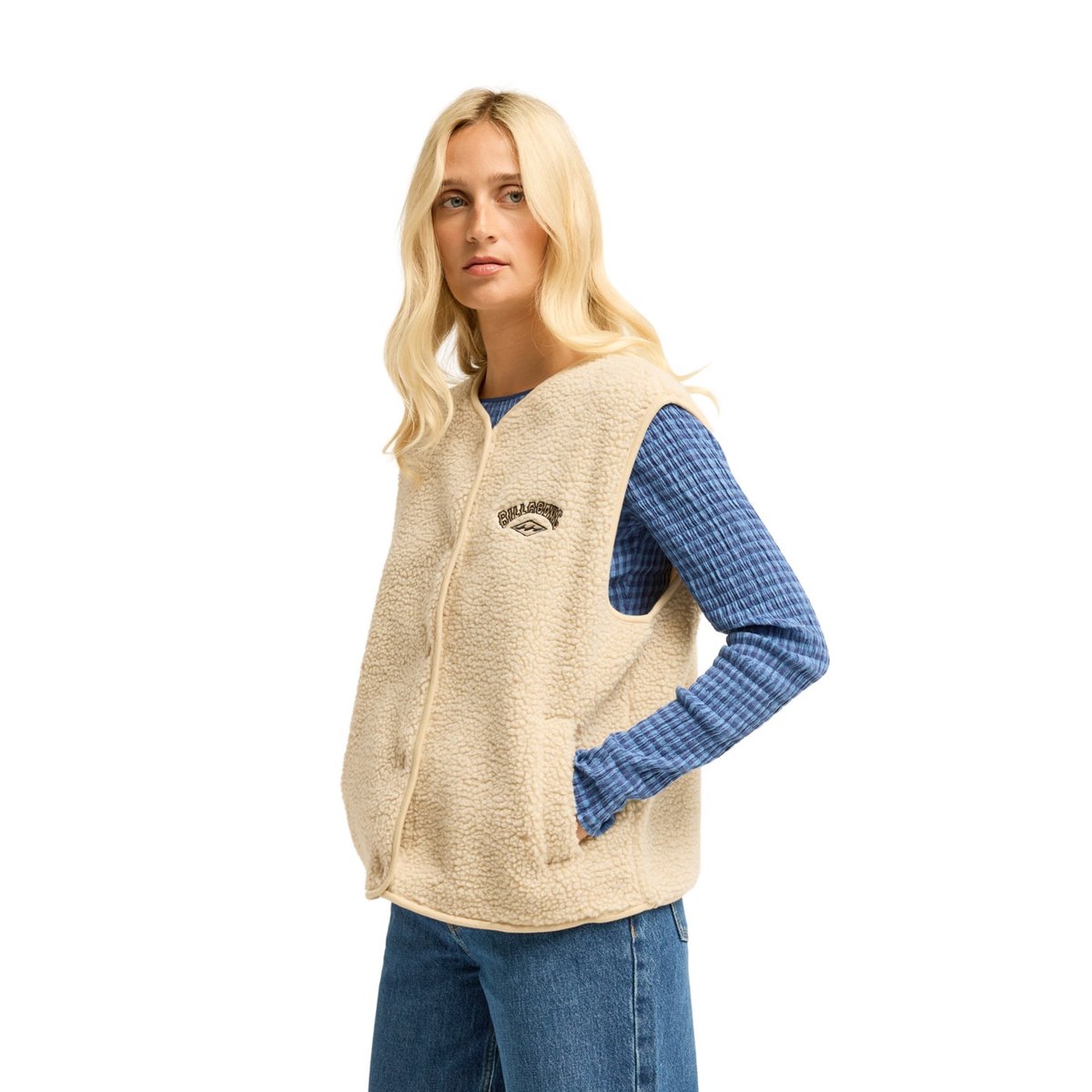 Veste sans manches en sherpa BE HAPPY blanc whitecap, BILLABONG