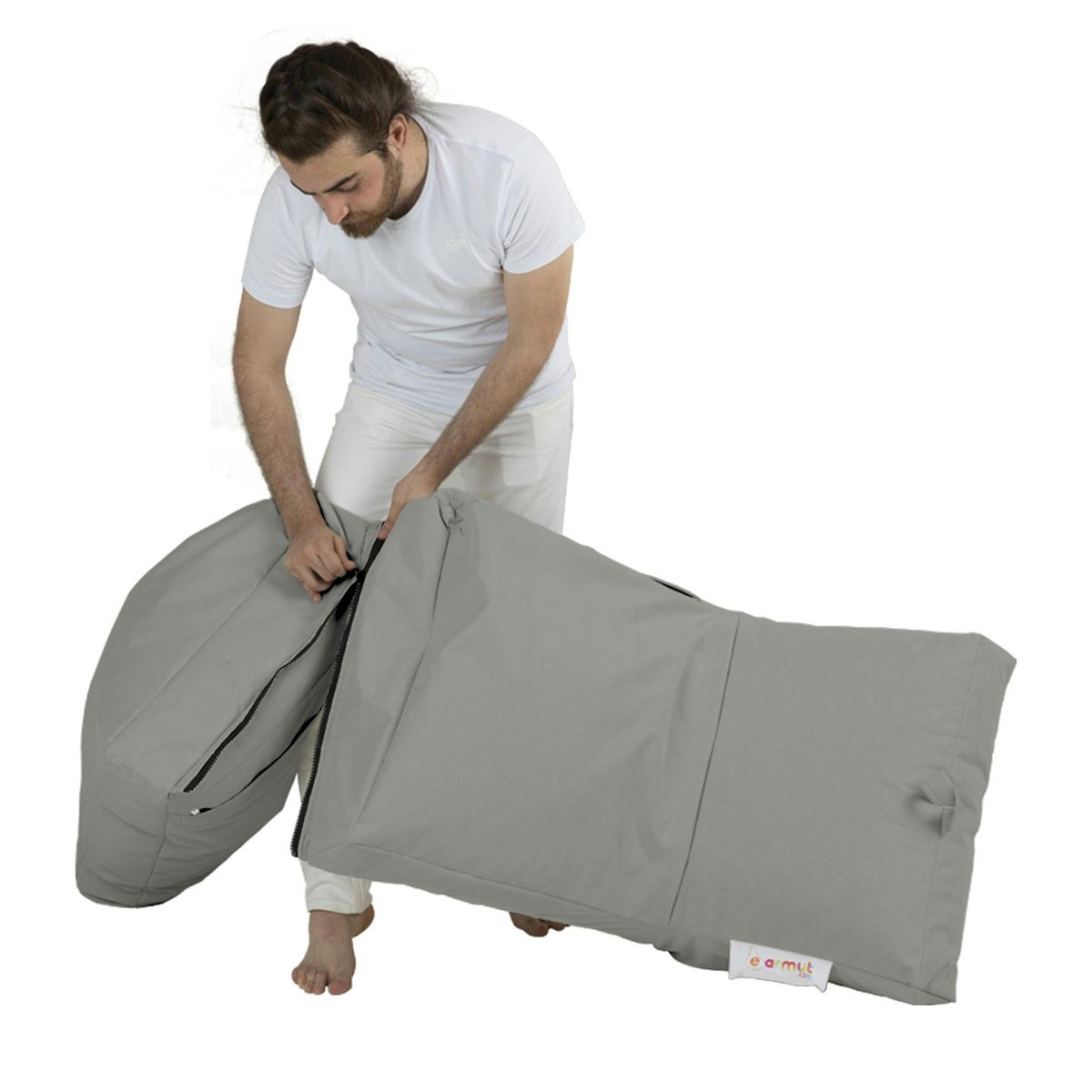 Pouf transat de jardin imperméable pliant ARTA gris, PIER IMPORT