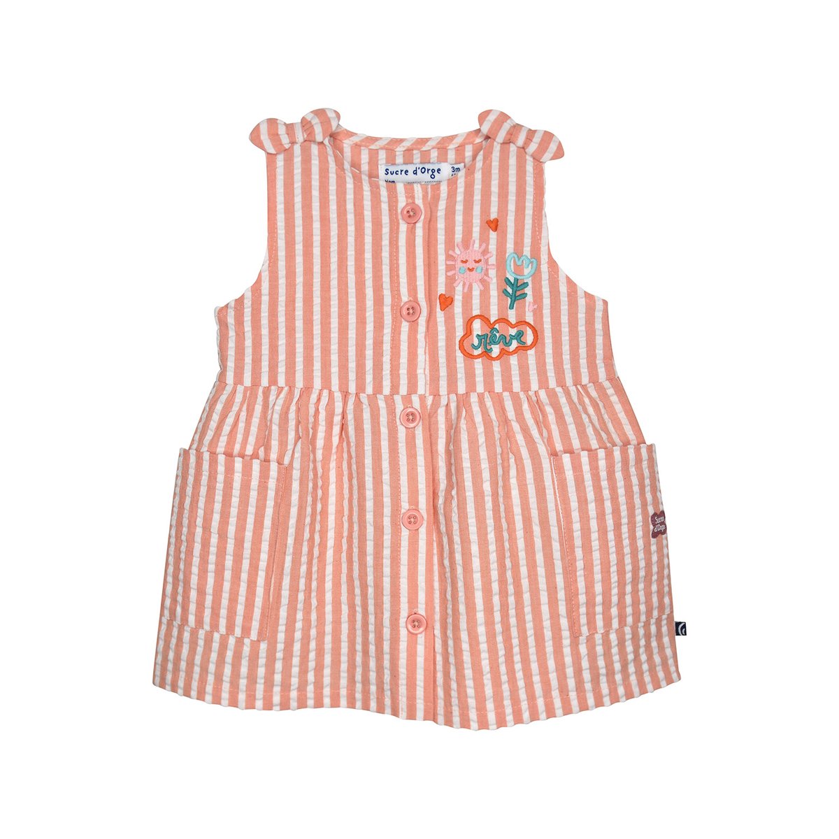 Ensemble robe bandeau greta sans manches bebe blanc, SUCRE D'ORGE