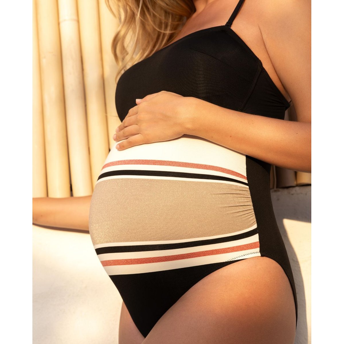 Maillot de bain 1 pièce de maternité Riviera noir, CACHE COEUR