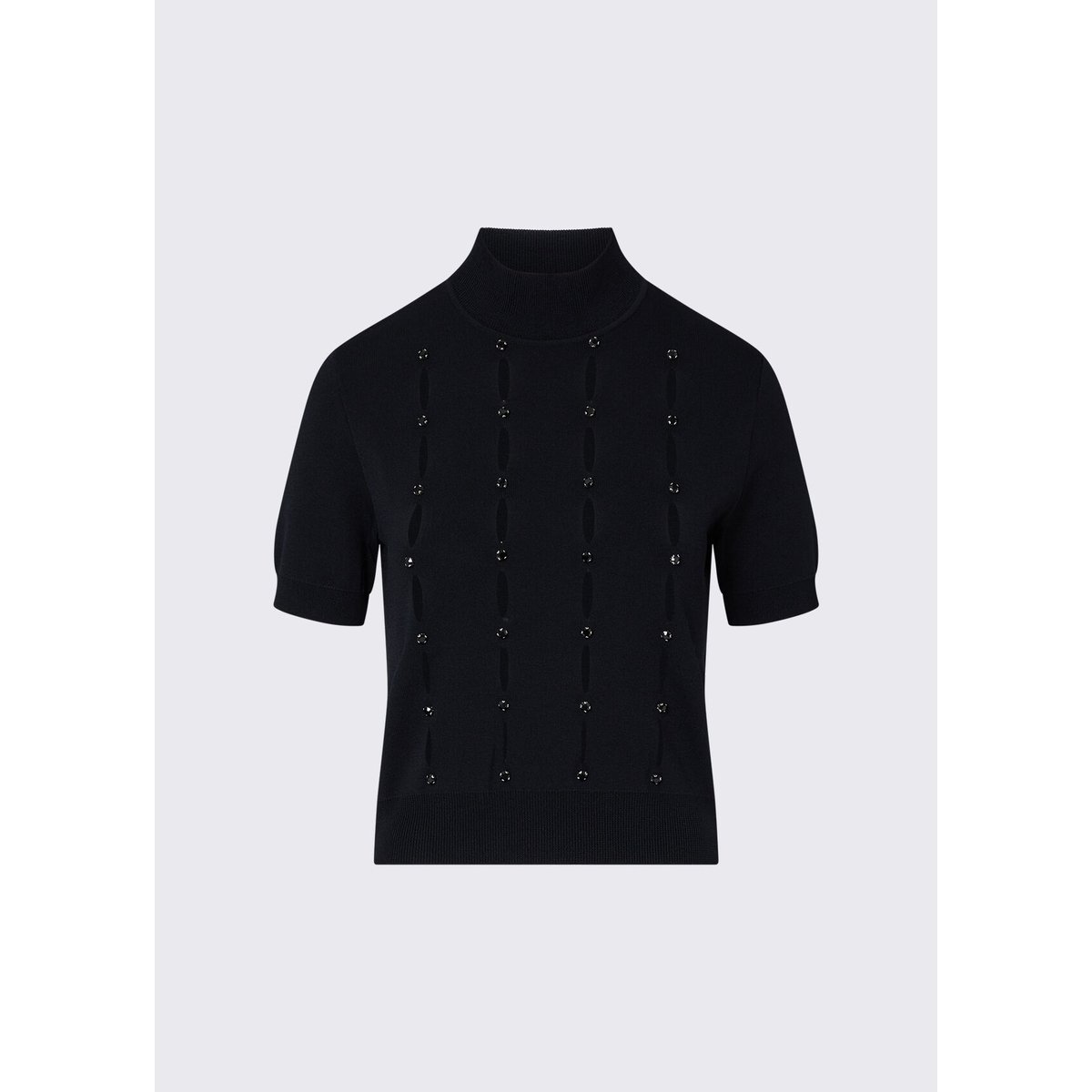 Pull à col camionneur avec découpes et perles noir, LIU JO