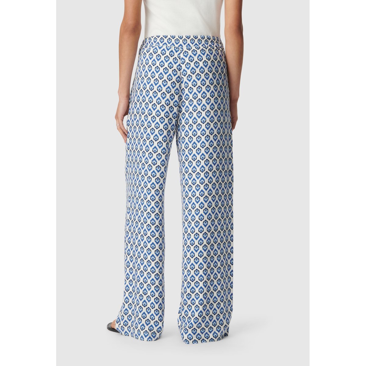 Pantalon large imprimé bleu grisé, IKKS