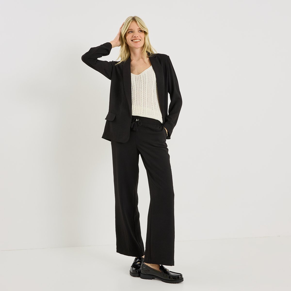 Veste fluide à col tailleur noir, GRAIN DE MALICE