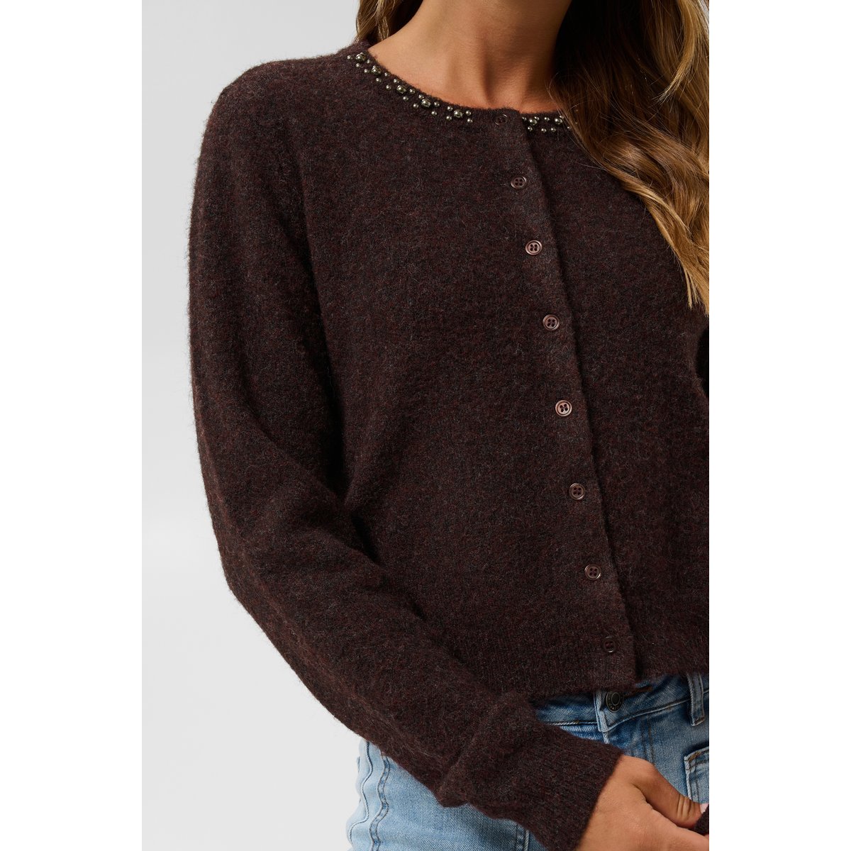 Pullover tricoté marron fudge melange, KAFFE