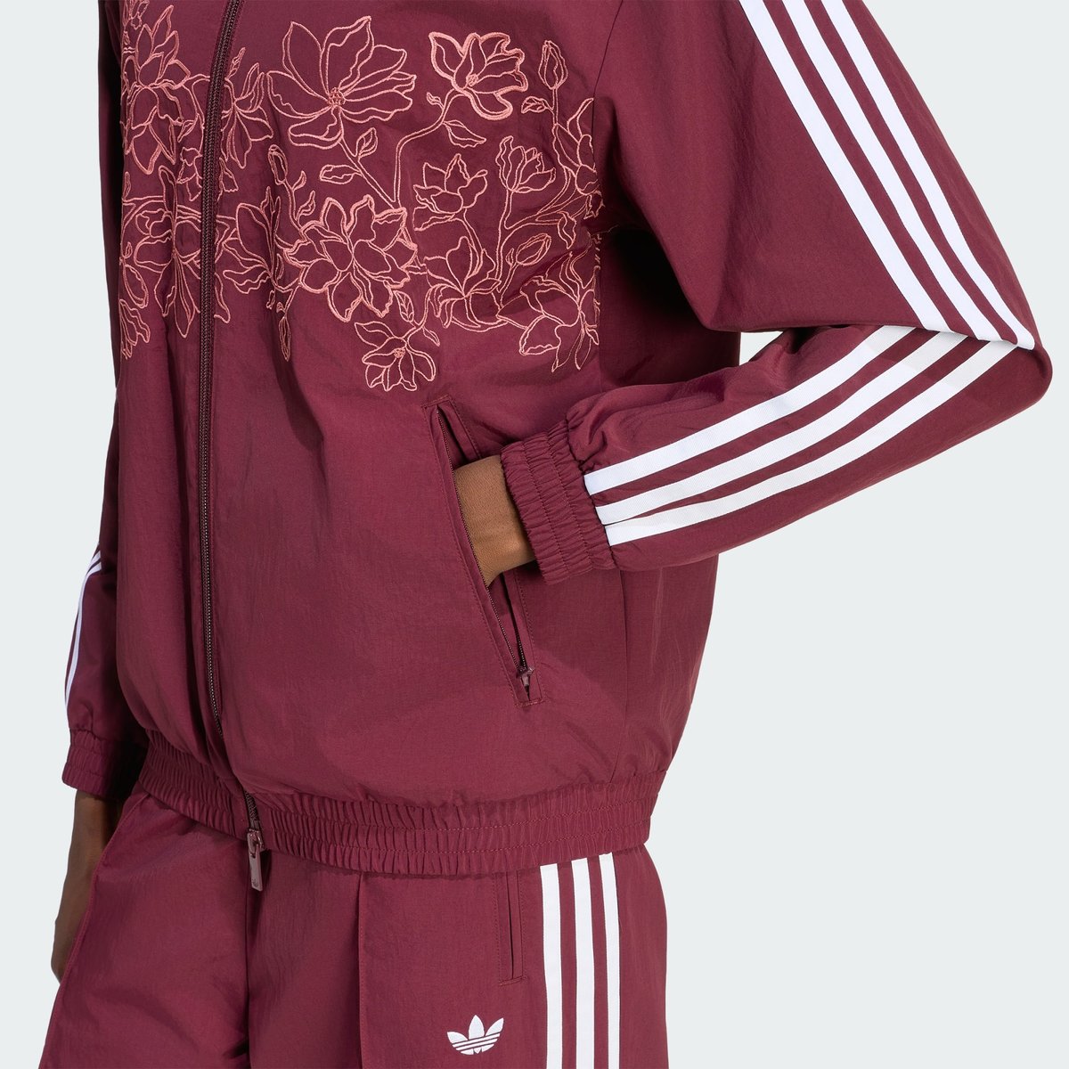 Veste De Survêtement Ample Motif Floral Firebird Veste De Survêtement Ample Motif Floral Firebird maroon, adidas Originals