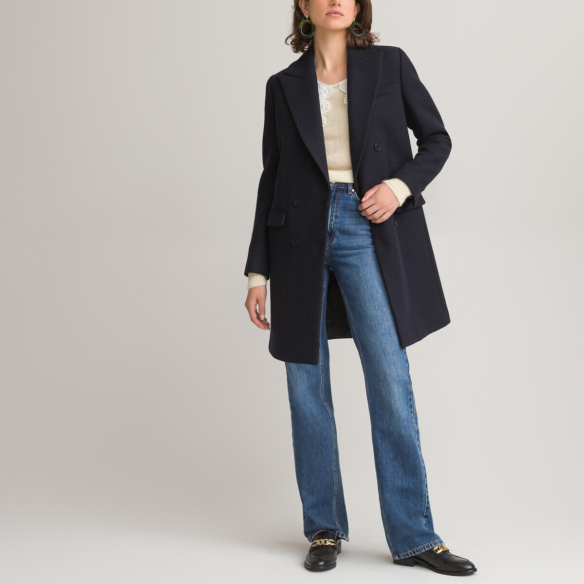 Mid-Length Coat, Made in Europe navy blue, LA REDOUTE COLLECTIONS