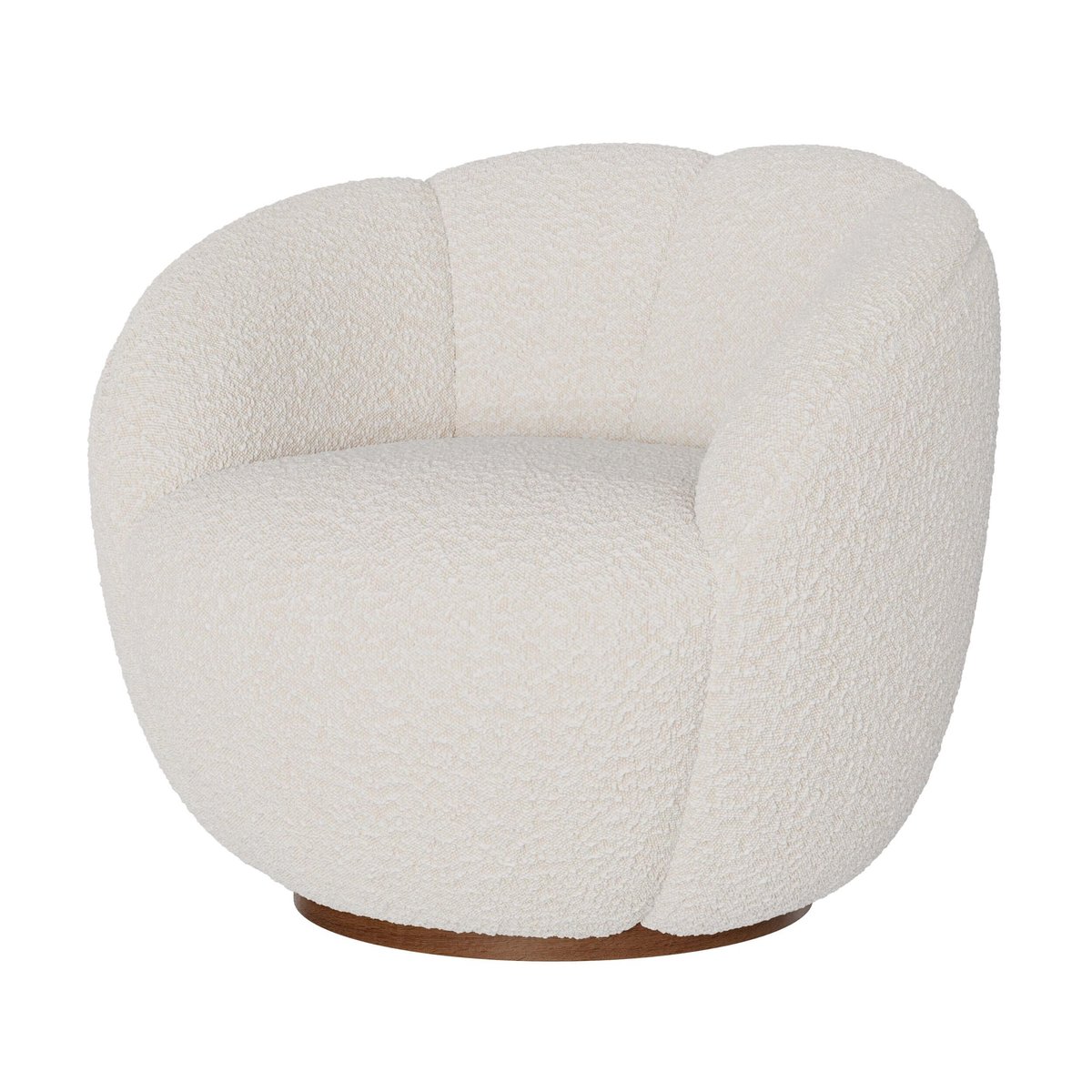 Fauteuil pivotant en tissu bouclé - YSÉ blanc, MAISON PAVANE