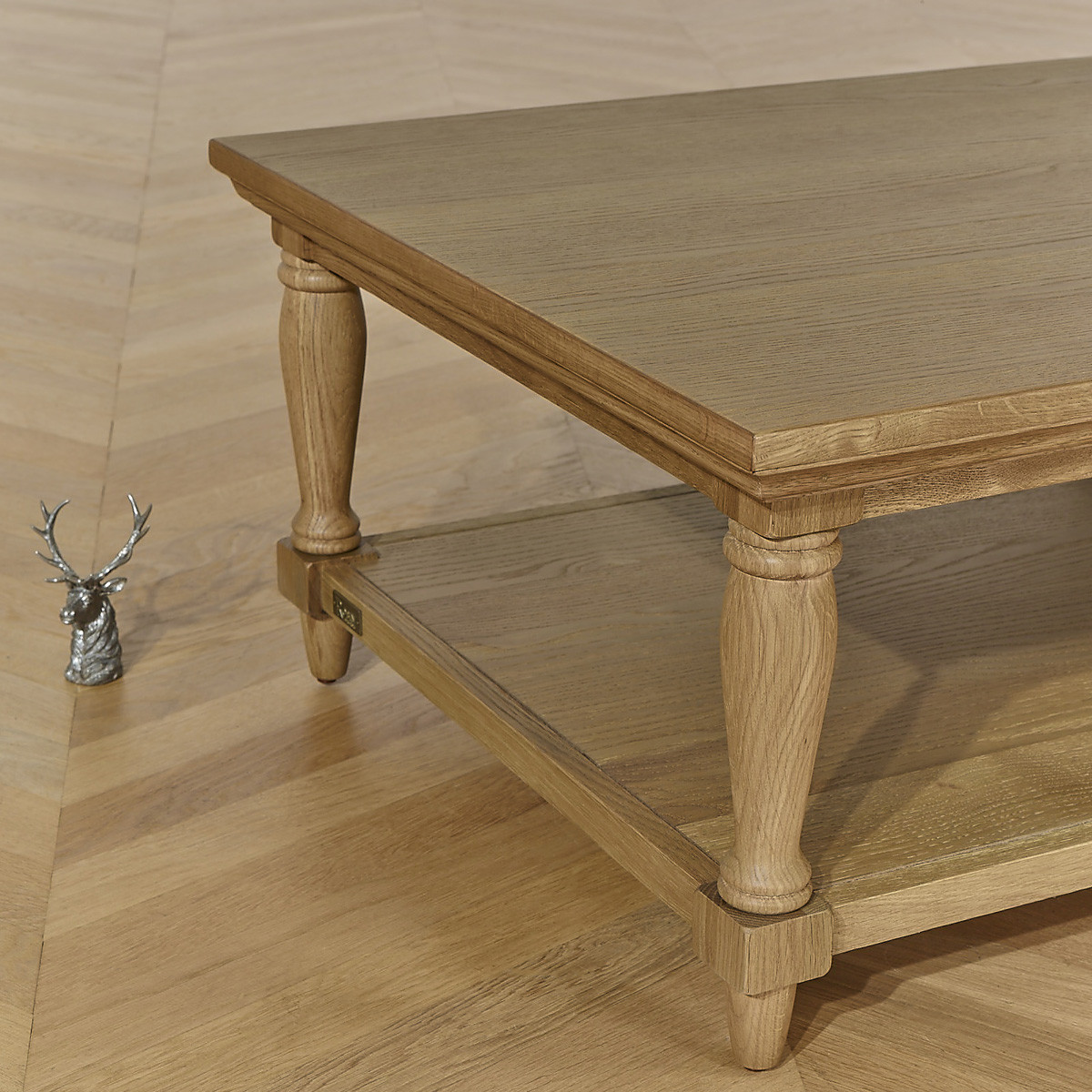 Longue table basse style shabby chic en chêne EDINBURGH marron, ROBIN DES BOIS