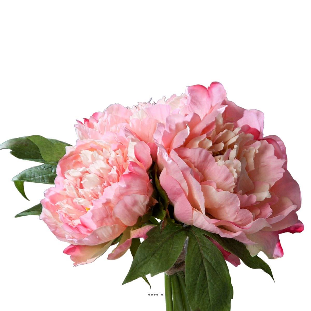 Bouquet de 3 Pivoines Crème épanouies factice rose tendre, ARTIFICIELLES